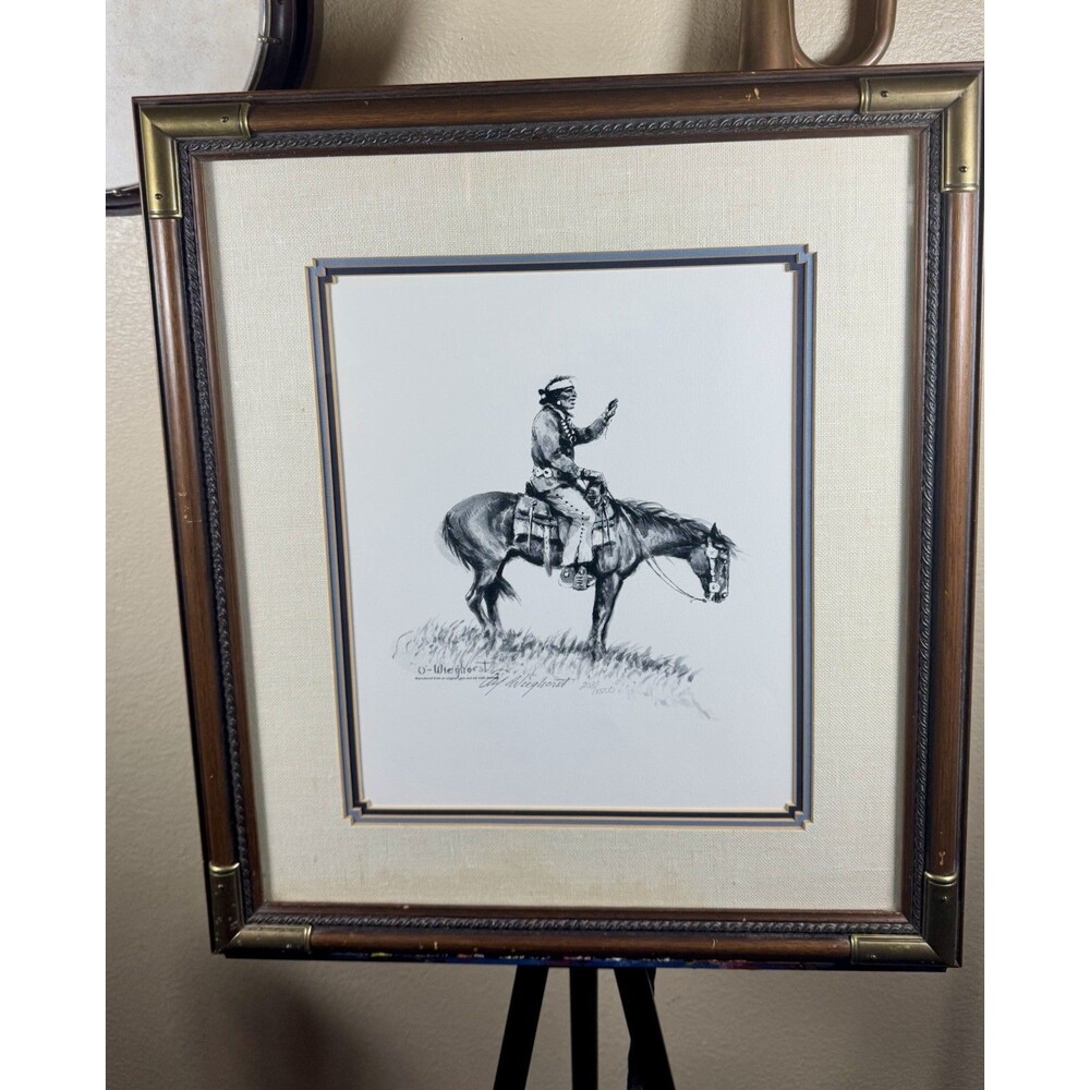 Vintage Olaf Wieghorst Signed Print “The Navajo” 203/1500 Limited Framed Matted